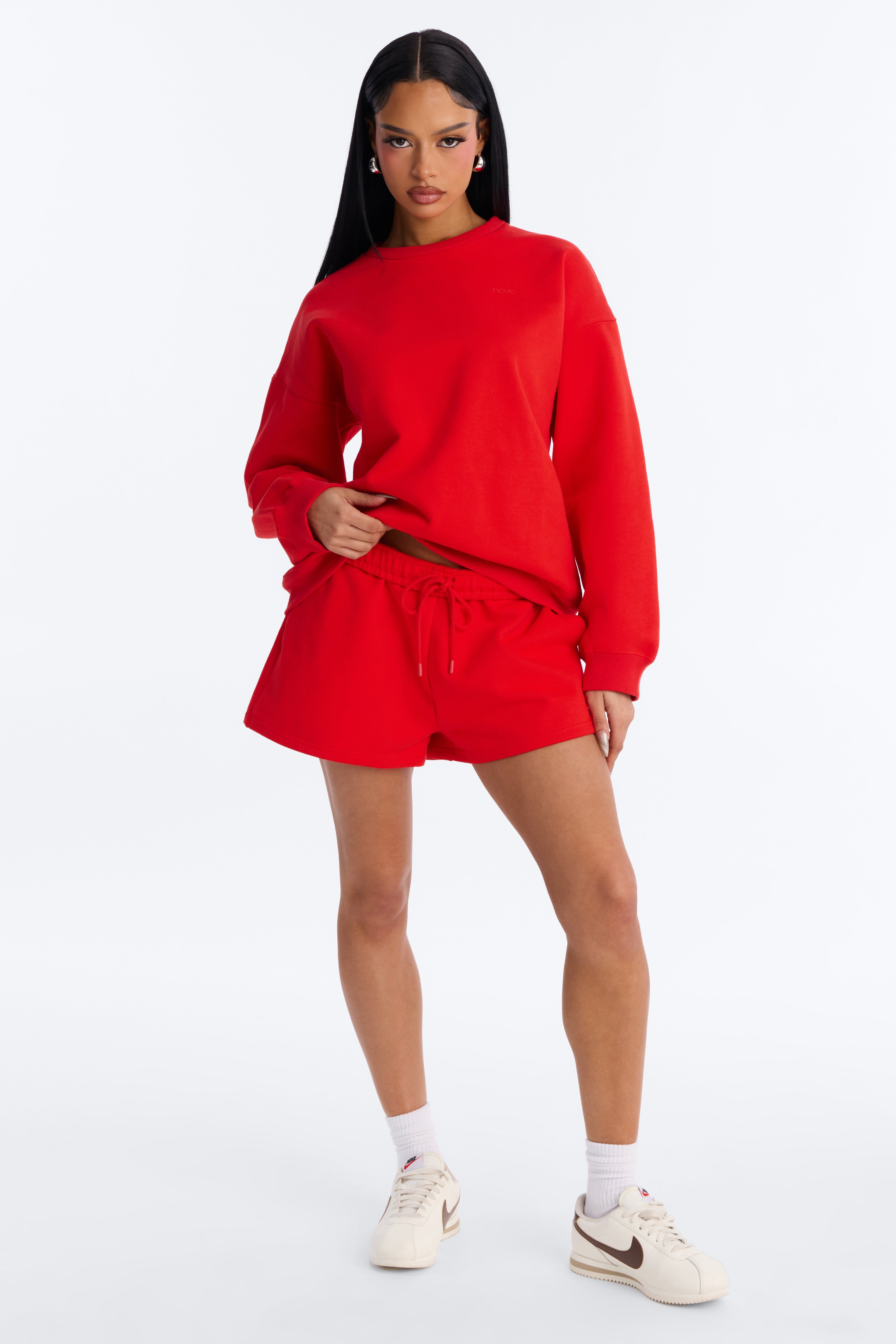 Libby Fleece Sweat Short - Red