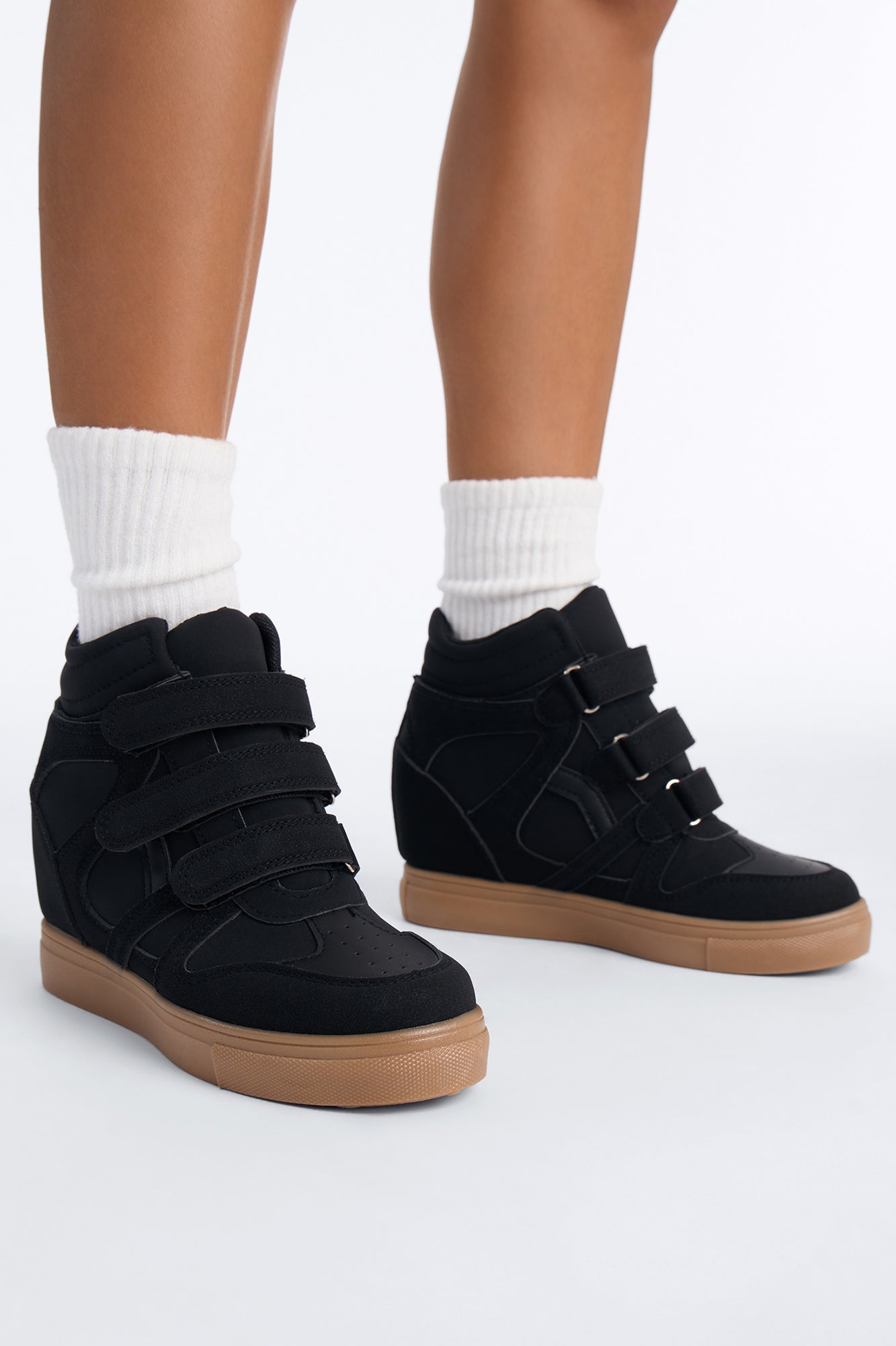See What Happens Wedge Sneakers - Black